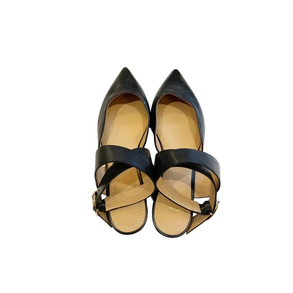 Maje Fimea Black Leather Pointed Toe Flats with Ankle Straps Size EU 38 US 8 - Picture 6 of 12